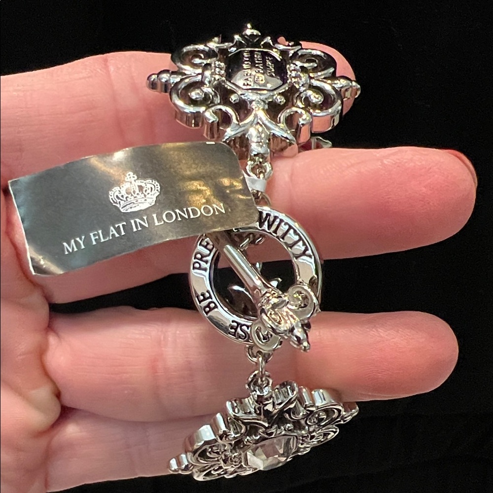My Flat In London English Garden Silver Bracelet withToggle Clasp